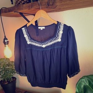 Embroidered blue folk blouse